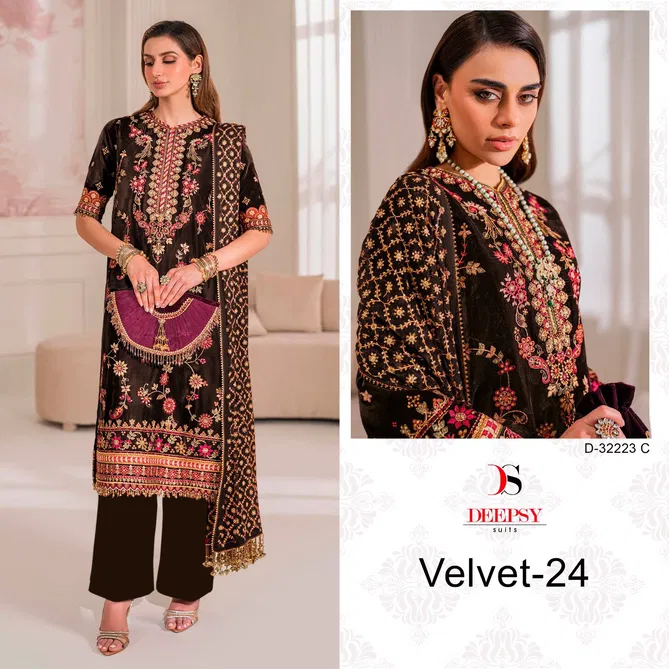 32223 Velvet 24 By Deepsy Suits Embroidery Velvet Pakistani Suits Orders In India